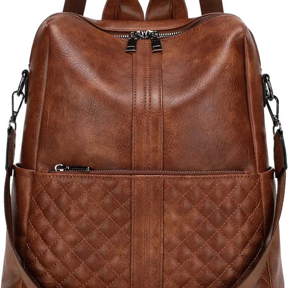 Vegan Leather Backpack Purse for Women Medium Travel Office Fashion